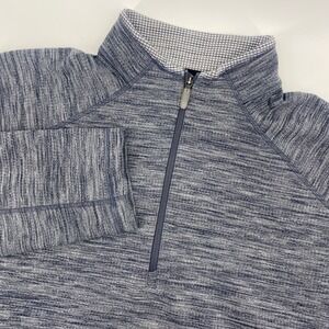 IBKUL Quarter‎ Zip Pullover Mens XL Blue Space Dye UPF 50+ Performance Top